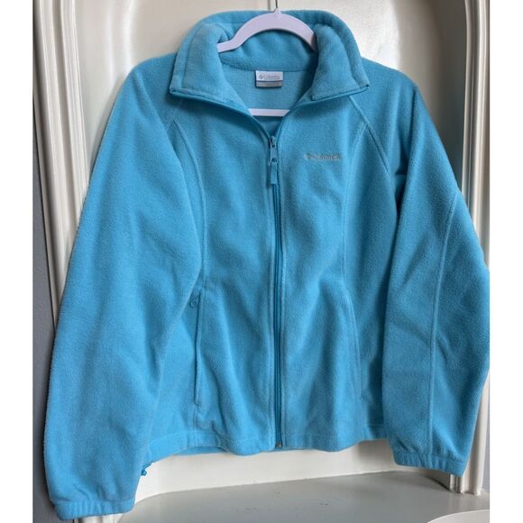 Columbia Full Zip Fleece Jacket Light Blue Size Small - Picture 1 of 6